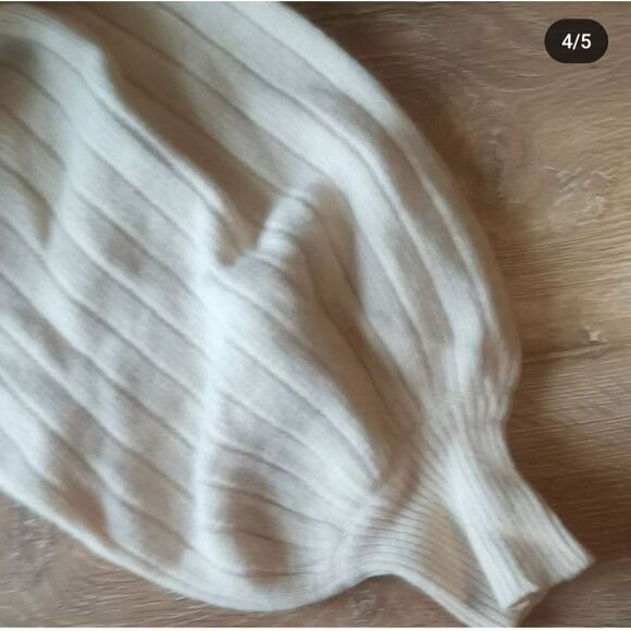 Cream 70s Rabbit Fur Angora Soft Puff Sleeve Cardigan Pearl Button Vintage Franc - Picture 4 of 7